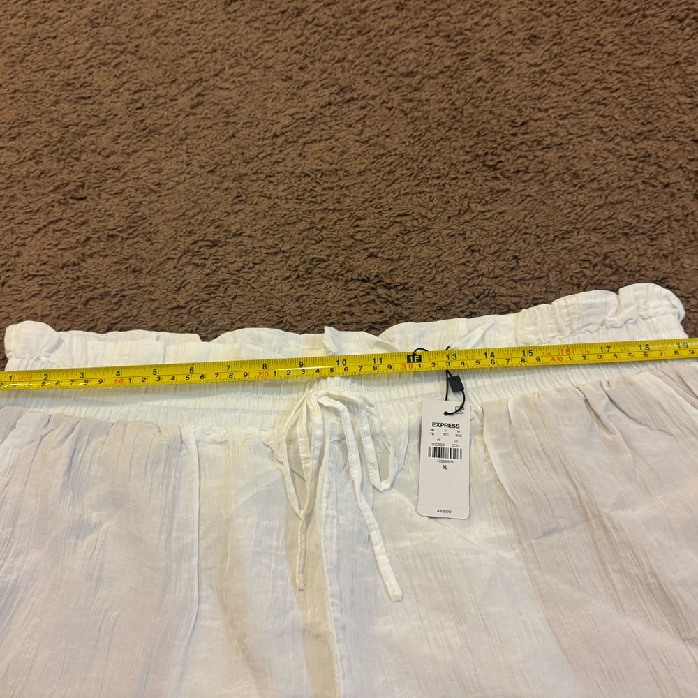 Express White Crinkle Paper bag Pull On Short Size S M L XL NEW $48 - Picture 12 of 13